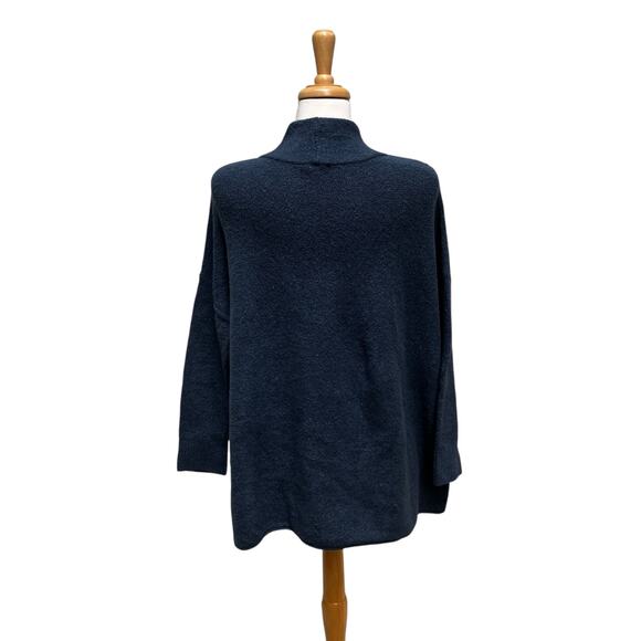 J Jill PureJill Sweater XS/S Blue Pullover Mock Neck Open Sided Oversized NWT - Picture 7 of 12